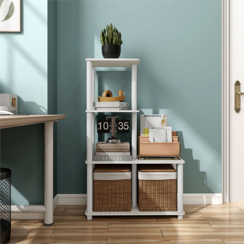 Furniture of America Seni 4-Cube Shelves Wood Open Bookcase in White