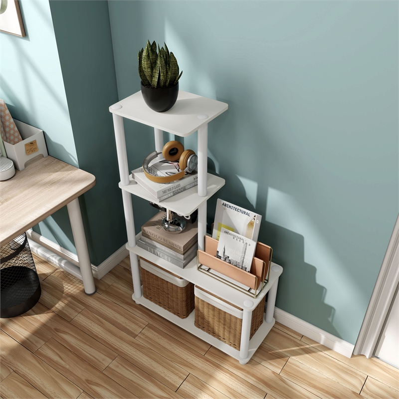 Furniture of America Seni 4-Cube Shelves Wood Open Bookcase in White