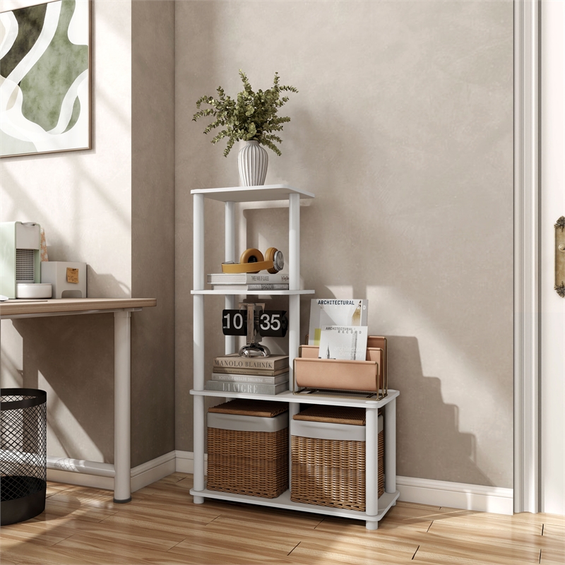 Furniture of America Seni 4-Cube Shelves Wood Open Bookcase in Gray