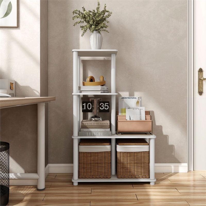 Furniture of America Seni 4-Cube Shelves Wood Open Bookcase in Gray