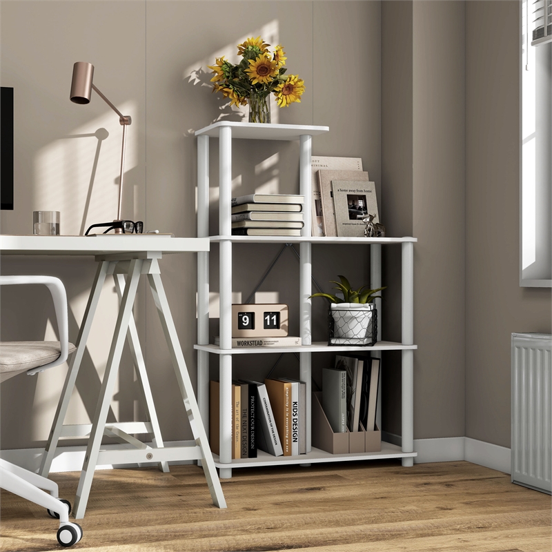 Furniture of America Seni 5-Cube Shelves Wood Open Bookcase in Gray