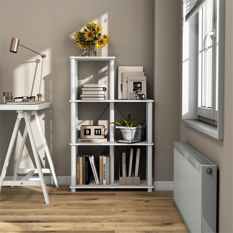 Furniture of America Seni 5-Cube Shelves Wood Open Bookcase in Gray