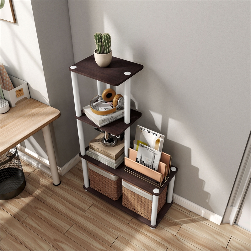 Furniture of America Seni 4-Cube Shelves Wood Open Bookcase in Espresso