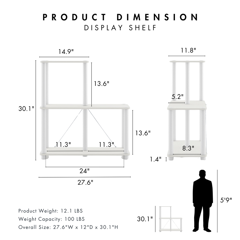 Furniture of America Seni 3-Cube Shelves Wood Open Bookcase in White