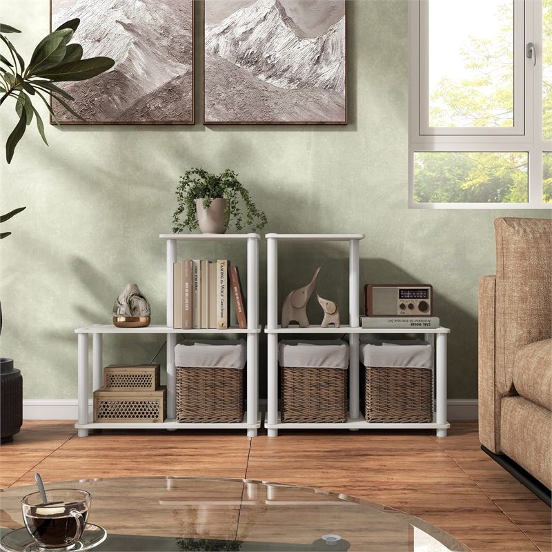 Furniture of America Seni 3-Cube Shelves Wood Open Bookcase in White