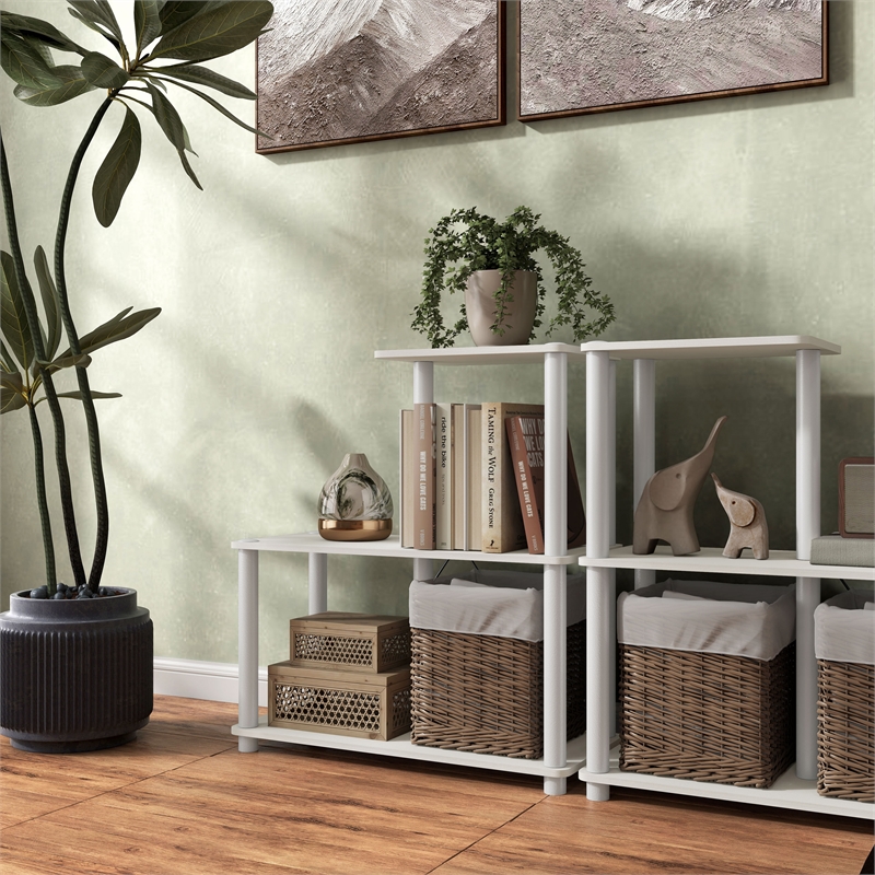 Furniture of America Seni 3-Cube Shelves Wood Open Bookcase in White