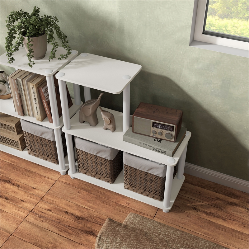 Furniture of America Seni 3-Cube Shelves Wood Open Bookcase in White