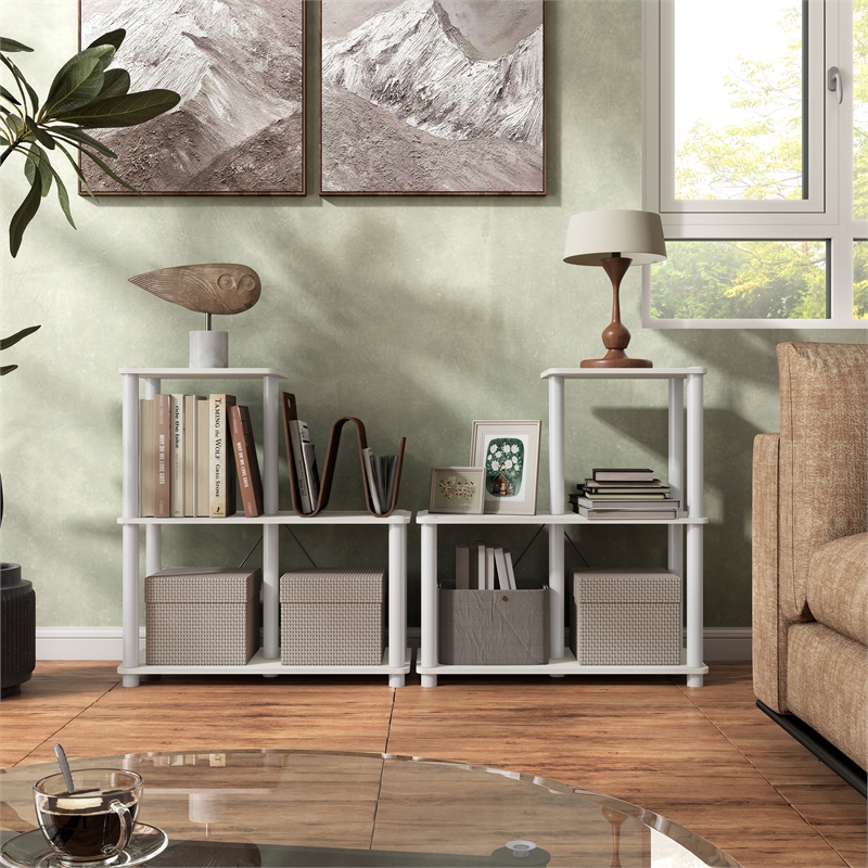 Furniture of America Seni 3-Cube Shelves Wood Open Bookcase in White