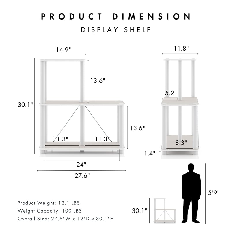 Furniture of America Seni 3-Cube Shelves Wood Open Bookcase in Gray