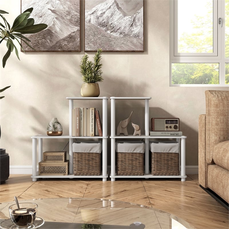 Furniture of America Seni 3-Cube Shelves Wood Open Bookcase in Gray