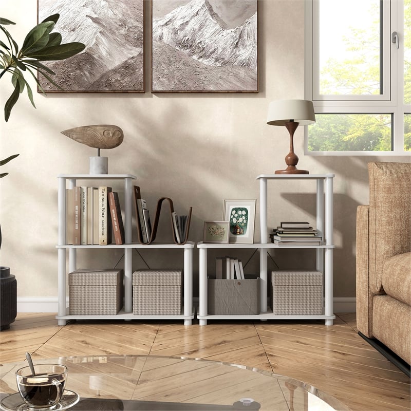 Furniture of America Seni 3-Cube Shelves Wood Open Bookcase in Gray