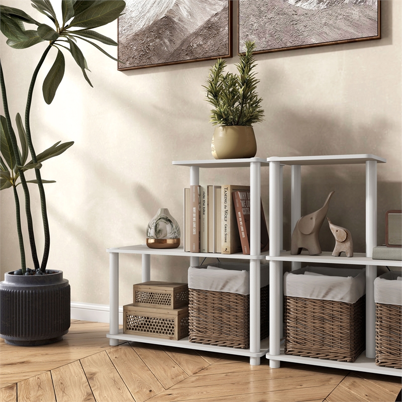 Furniture of America Seni 3-Cube Shelves Wood Open Bookcase in Gray