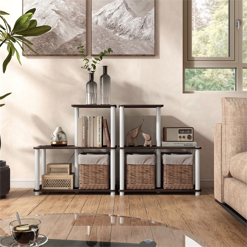 Furniture of America Seni 3-Cube Shelves Wood Open Bookcase in Espresso