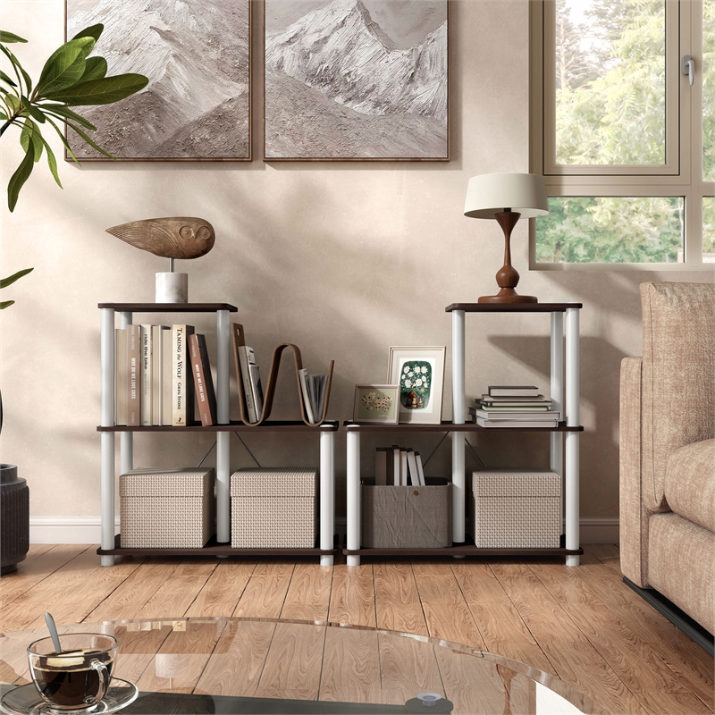 Furniture of America Seni 3-Cube Shelves Wood Open Bookcase in Espresso