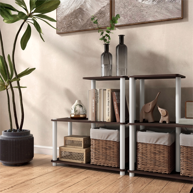 Furniture of America Seni 3-Cube Shelves Wood Open Bookcase in Espresso