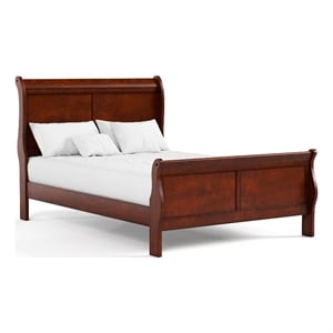 Furniture of America Arabella Wood Sleigh Panel Full Bed in Cherry