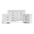 Furniture of America Arabella Wood 3-Piece Nightstand and Dresser Set in White