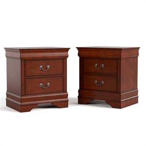 Furniture of America Arabella Wood Cherry 2-Drawer Nightstands (Set of 2)