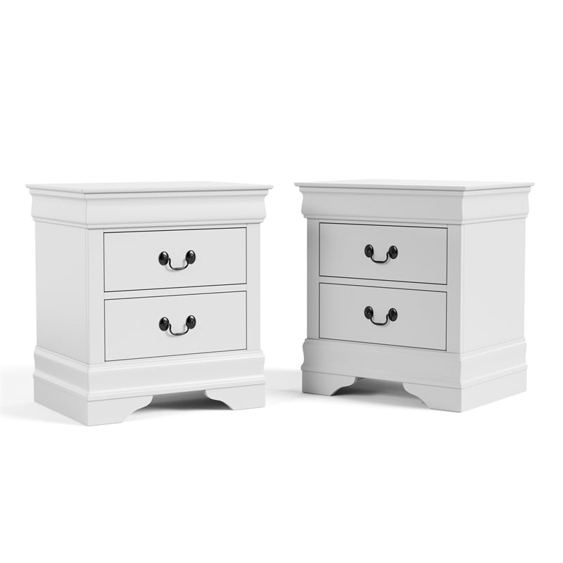 Furniture of America Arabella Wood White 2-Drawer Nightstands (Set of 2)