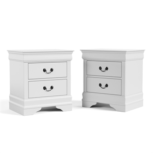 Furniture of America Arabella Wood White 2-Drawer Nightstands (Set of 2)