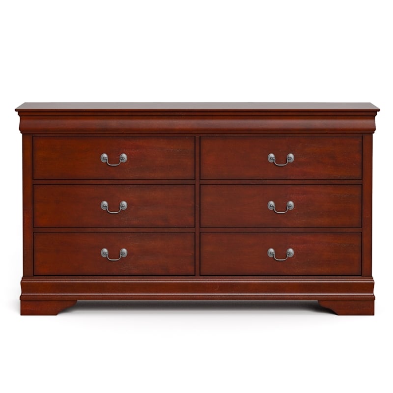 Furniture of America Arabella Wood Dovetail 6-Drawer Dresser in Cherry