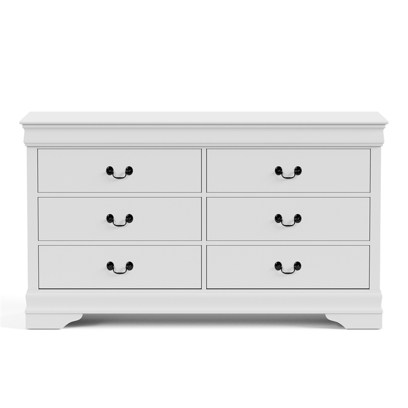 Furniture of America Arabella Wood Dovetail 6-Drawer Dresser in White