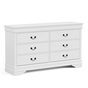 Furniture of America Arabella Wood Dovetail 6-Drawer Dresser in White