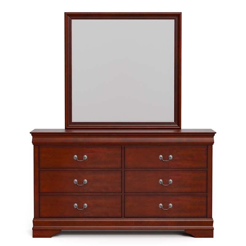 Furniture of America Arabella Wood Dresser with Mirror in Cherry