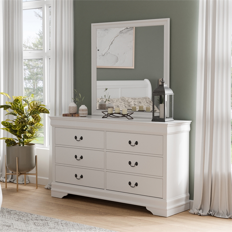 Furniture of America Arabella Wood Dresser with Mirror in White