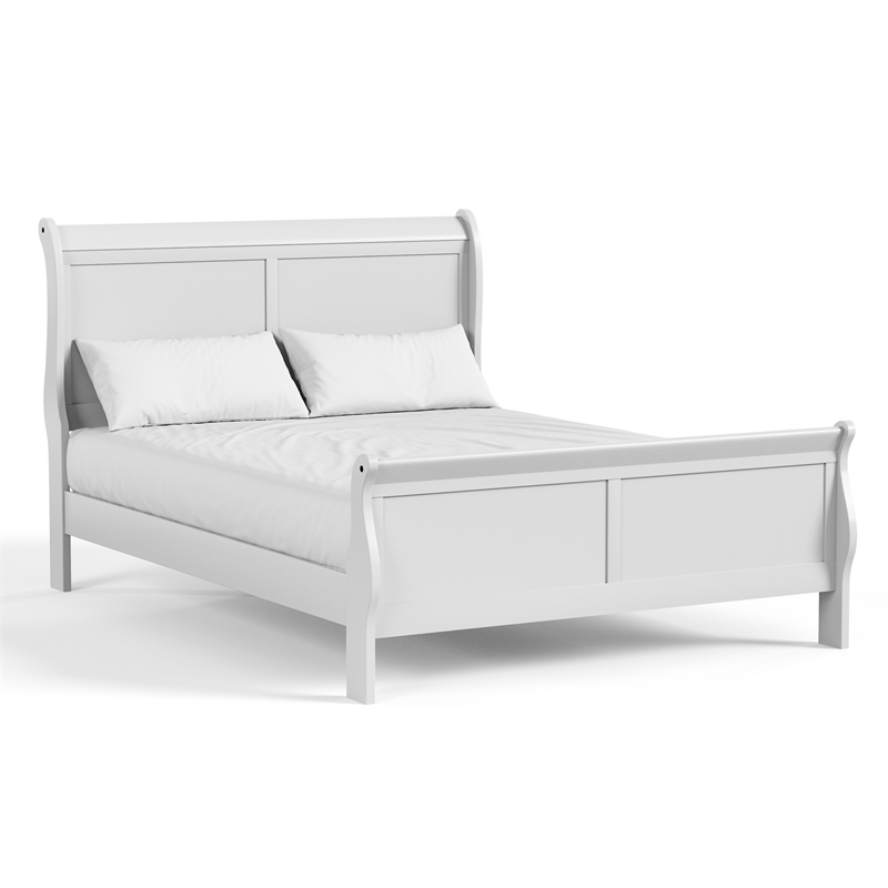 Furniture of America Arabella Wood Sleigh Queen Panel Bed in White