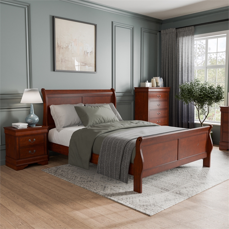 Furniture of America Arabella Wood 3-Piece Queen Bedroom Set in Cherry