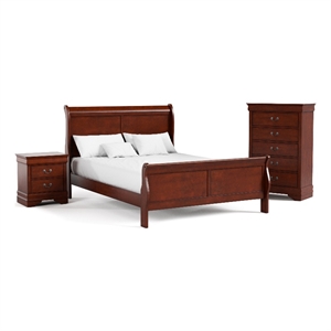 Furniture of America Arabella Wood 3-Piece Queen Bedroom Set in Cherry