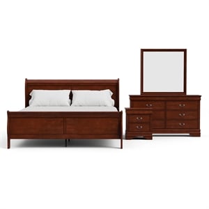 Furniture of America Arabella Wood 4-Piece King Bedroom Set in Cherry