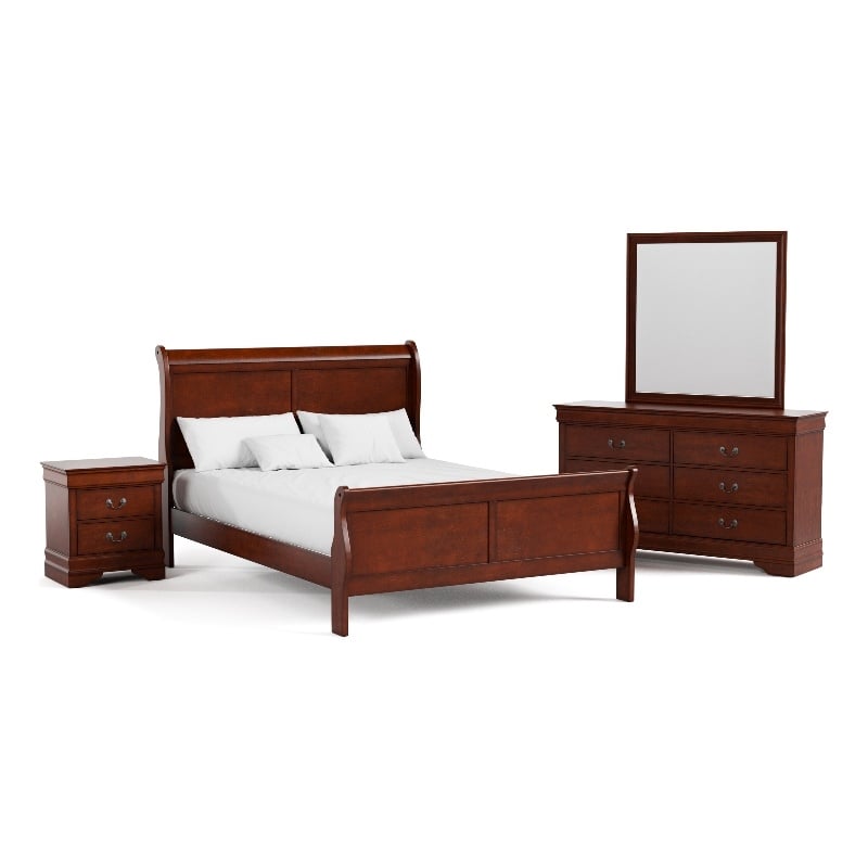 Furniture of America Arabella Wood 4-Piece Queen Bedroom Set in Cherry