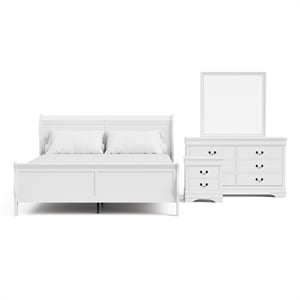 Furniture of America Arabella Wood 4-Piece King Bedroom Set in White