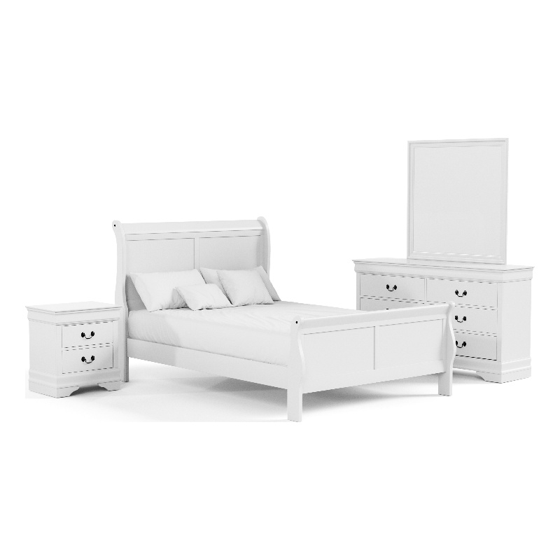 Furniture of America Arabella Wood 4-Piece Full Bedroom Set in White