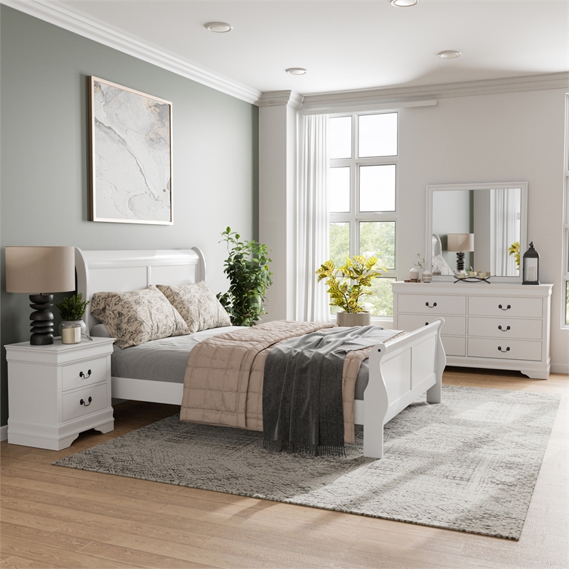 Furniture of America Arabella Wood 4-Piece Queen Bedroom Set in White