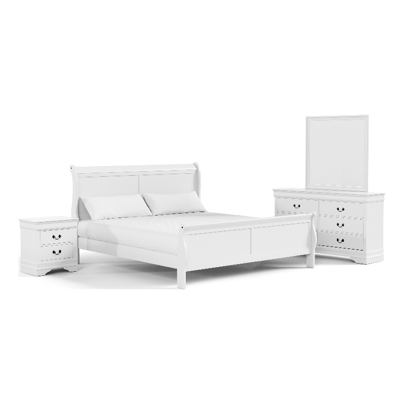 Furniture of America Arabella Wood 4-Piece Queen Bedroom Set in White