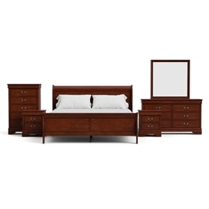 Furniture of America Arabella Wood 6-Piece King Bedroom Set in Cherry
