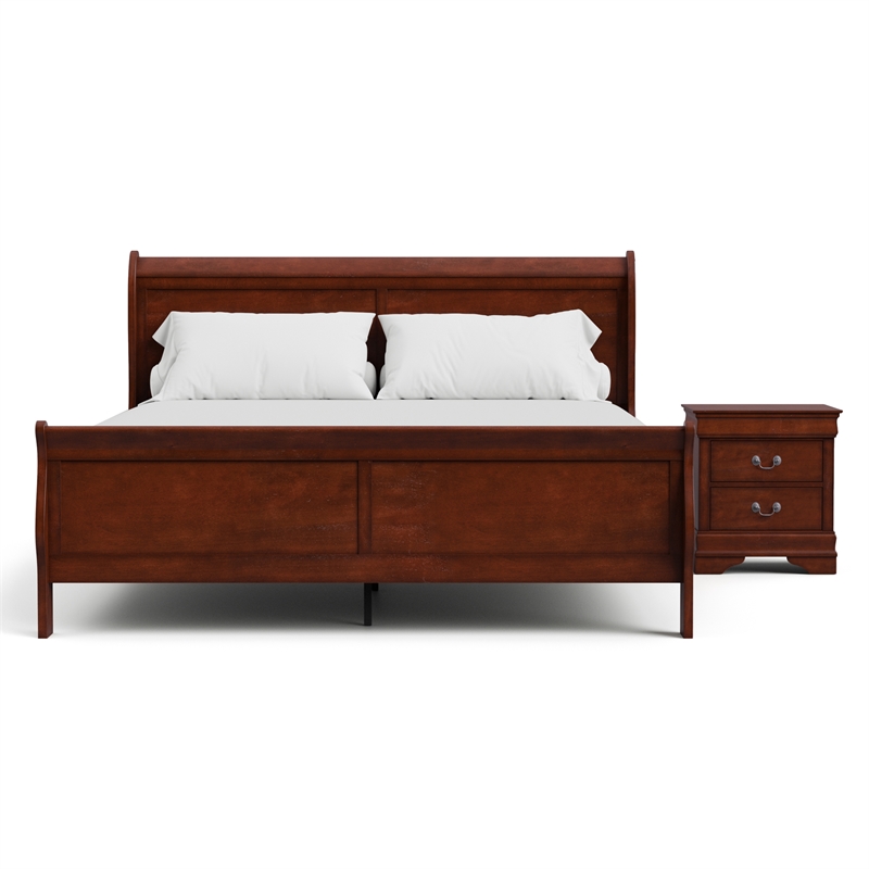 Furniture of America Arabella Wood 2-Piece King Bedroom Set in Cherry