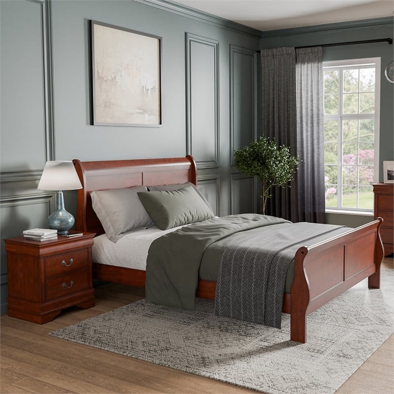 Furniture of America Arabella Wood 2-Piece Queen Bedroom Set in Cherry