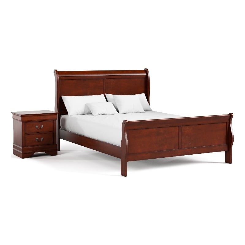 Furniture of America Arabella Wood 2-Piece Queen Bedroom Set in Cherry