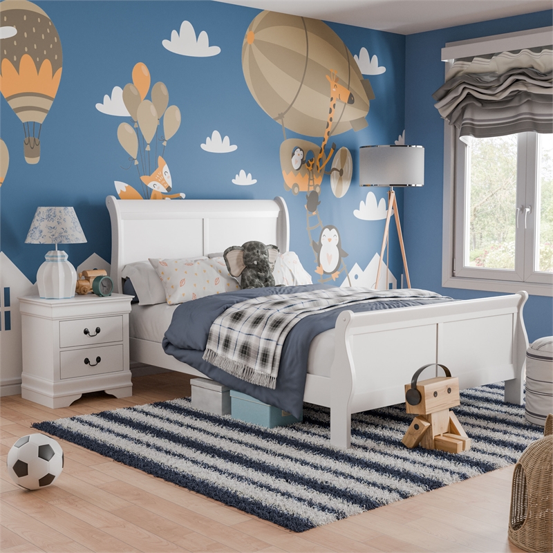 Furniture of America Arabella Wood 2-Piece Full Bedroom Set in White