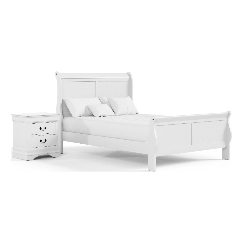 Furniture of America Arabella Wood 2-Piece Full Bedroom Set in White