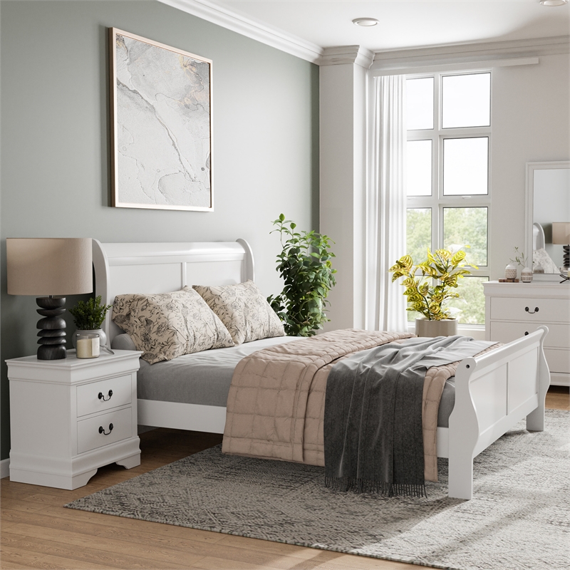 Furniture of America Arabella Wood 2-Piece Queen Bedroom Set in White