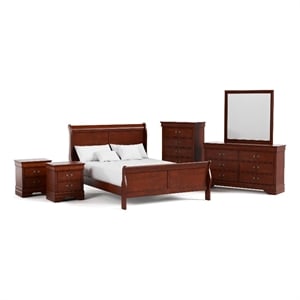 Furniture of America Arabella Wood 6-Piece Full Bedroom Set in Cherry