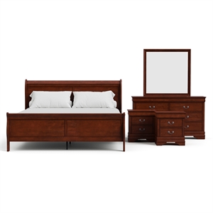 Furniture of America Arabella Wood 5-Piece King Bedroom Set in Cherry