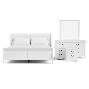 Furniture of America Arabella Wood 5-Piece King Bedroom Set in White