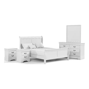 Furniture of America Arabella Wood 5-Piece Queen Bedroom Set in White
