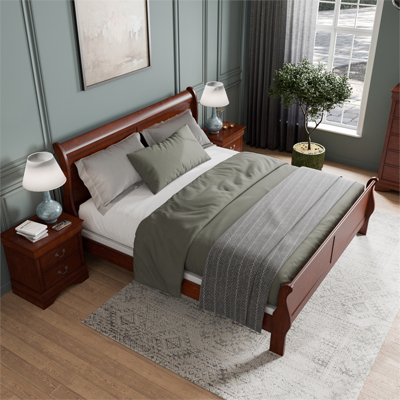 Furniture of America Arabella Wood 3-Piece King Bedroom Set in Cherry